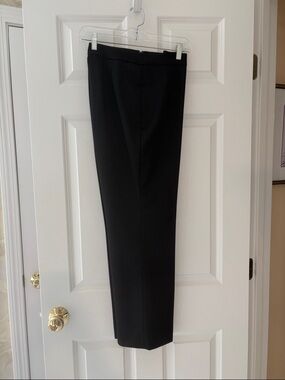Ann Taylor Black Side-Zip  Straight-Leg Dress Pants with Sheen to the Fabric